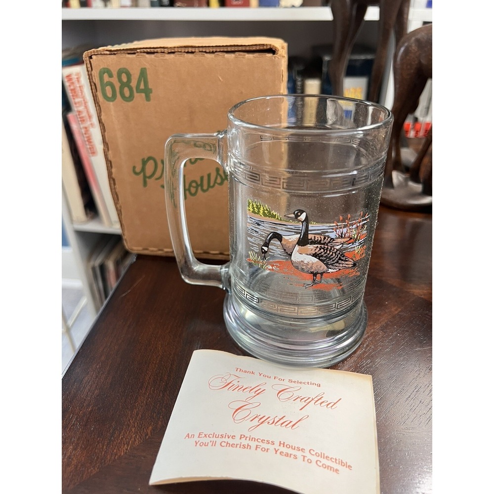 Vintage Princess House Gold Detail Glass Mug With Canadian Geese Beer Stein